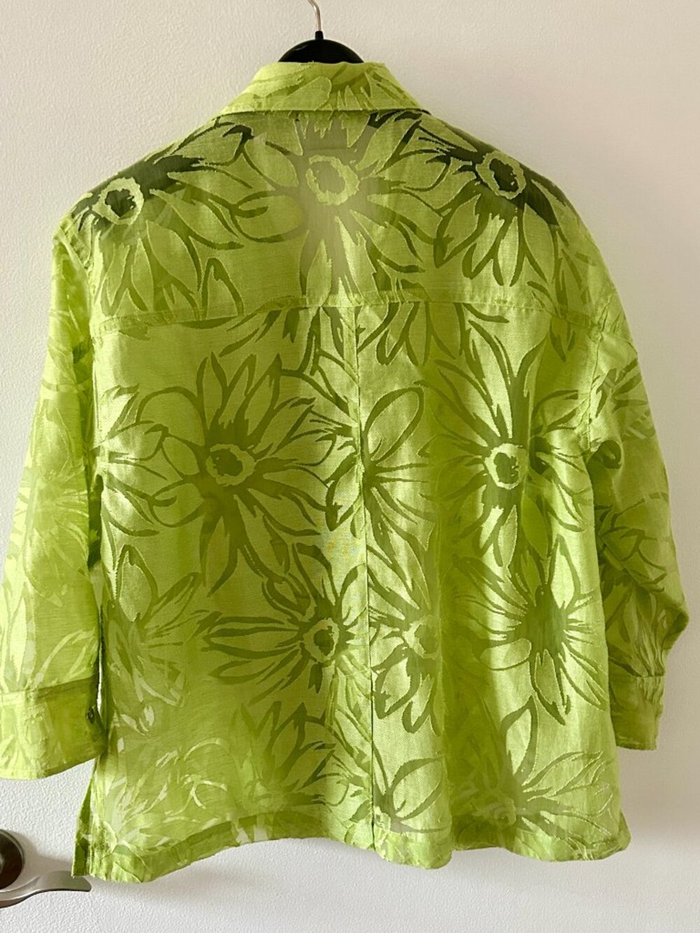 Chico's Lime Green Semi-Sheer Blouse - Picture 3 of 4
